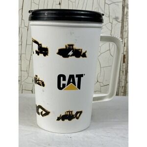 Vintage CAT Caterpillar Thermoserv Cup With Lid Black And Yellow EUC Thermos